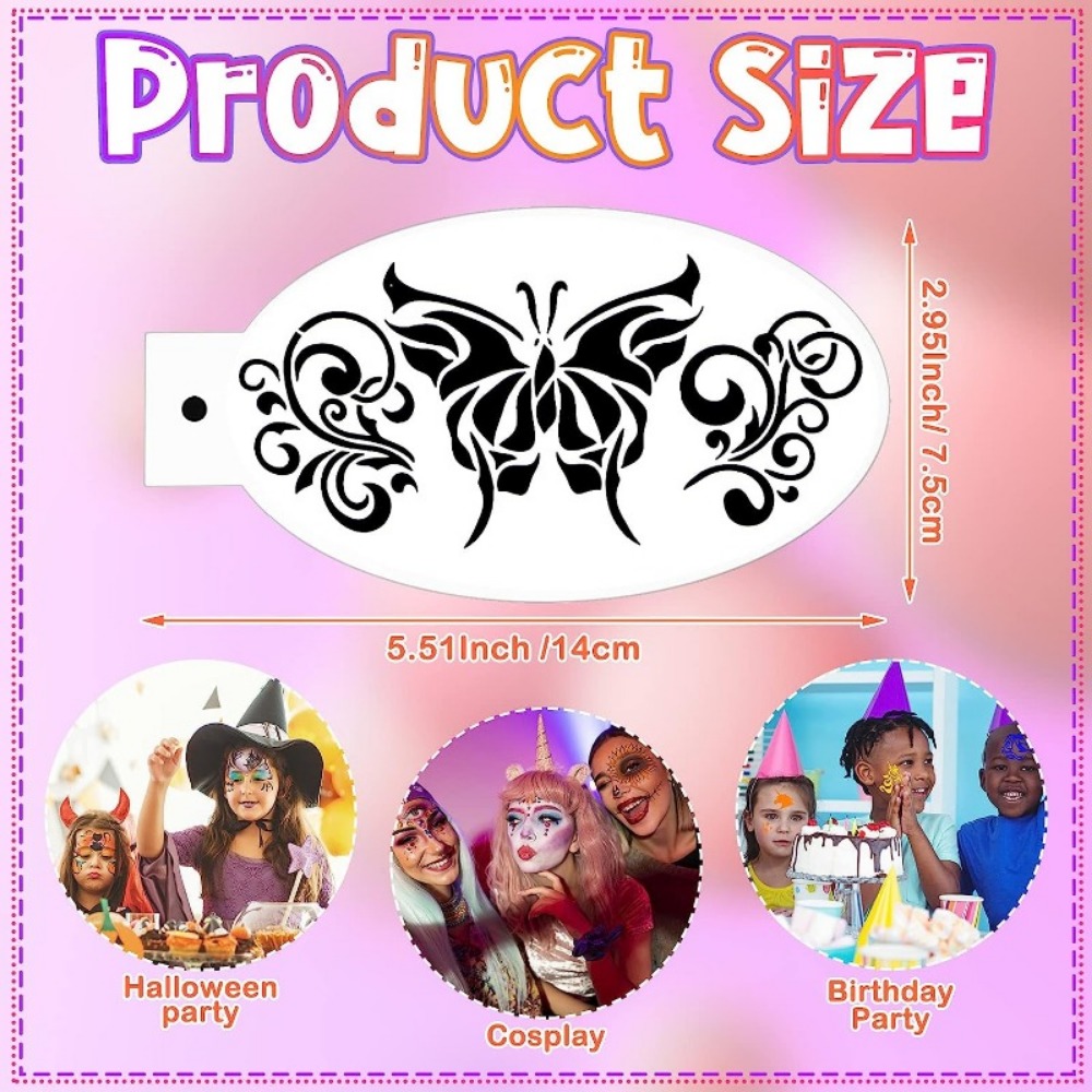 Face painting stencil reusable washable butterfly face and cheek 11 cms x 7  cms