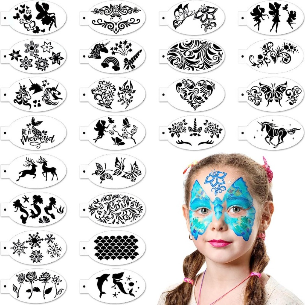 30 mini pequeños stencils x temática de Halloween para tatuajes brillo /  aerógra
