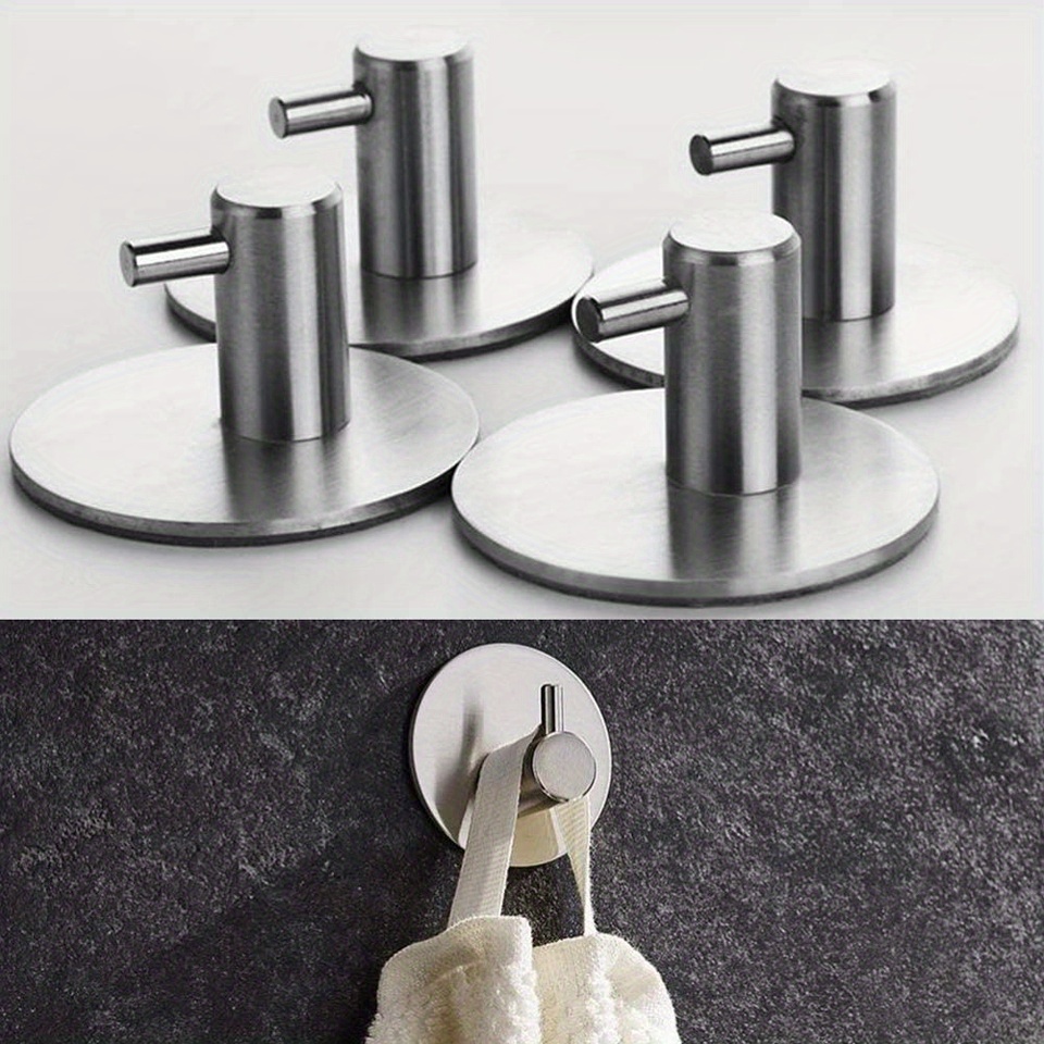 Stainless Steel Towel Hooks Self Adhesive Wall Hook Coat - Temu