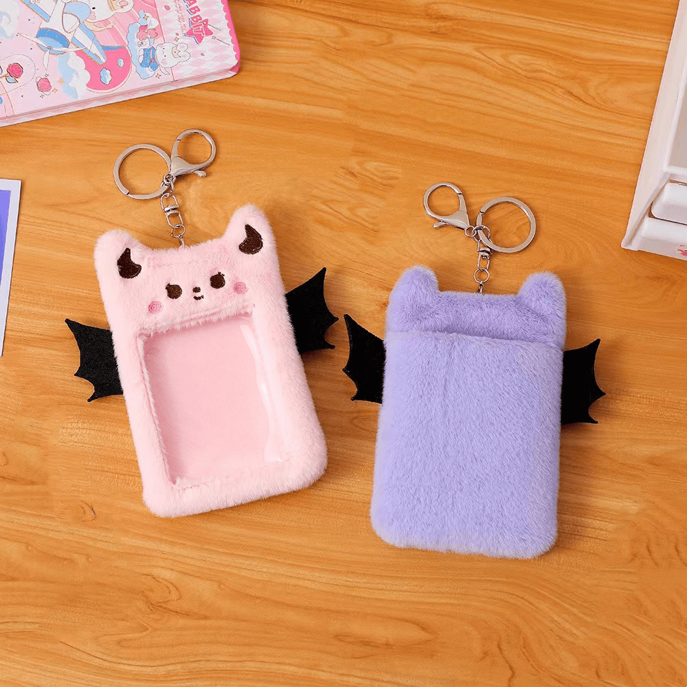 Estuche Tarjetas Peluche Kawaii Pequeño Demonio Funda - Temu