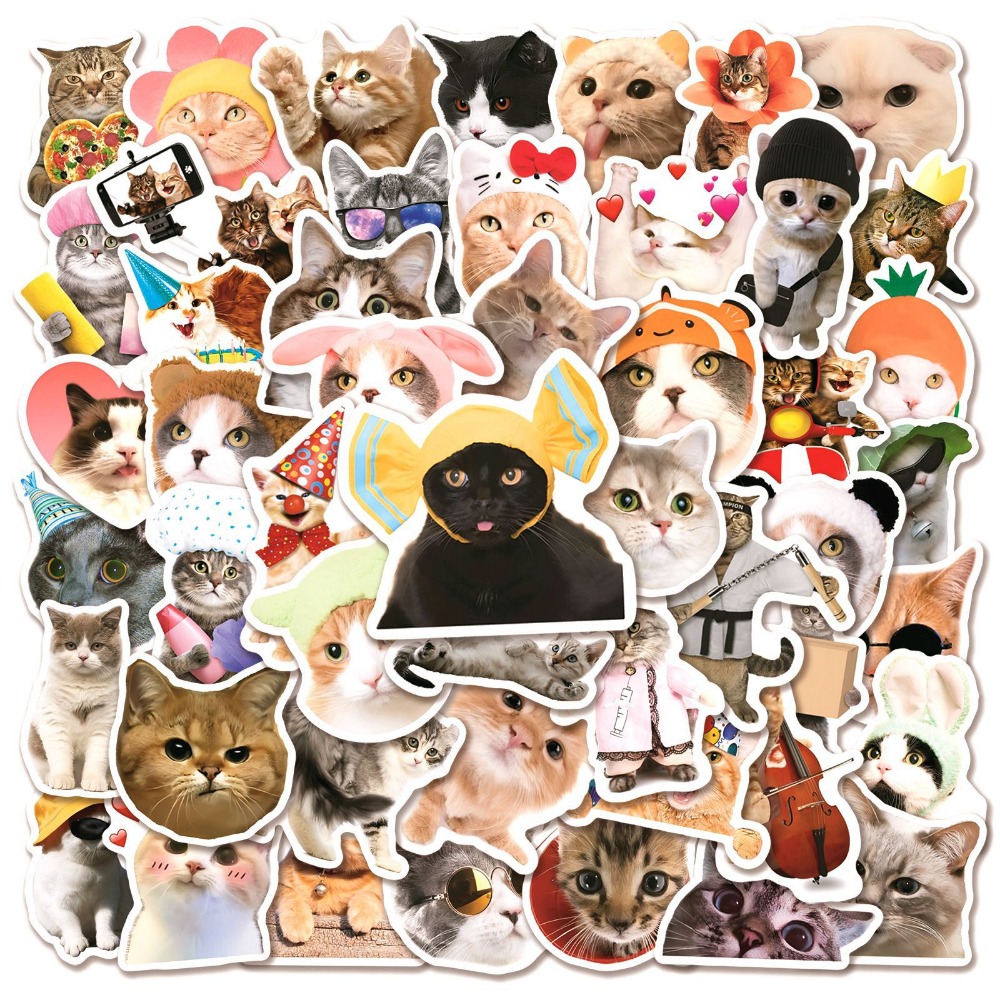 

50pcs Funny Cat Cute Stickers Animated Decoration H Cute Graffiti Waterproof Stickers