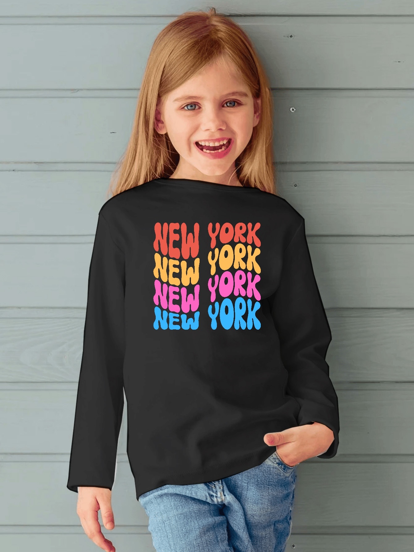 T shirt À Manches Longues Imprimé new York À Mode T shirts