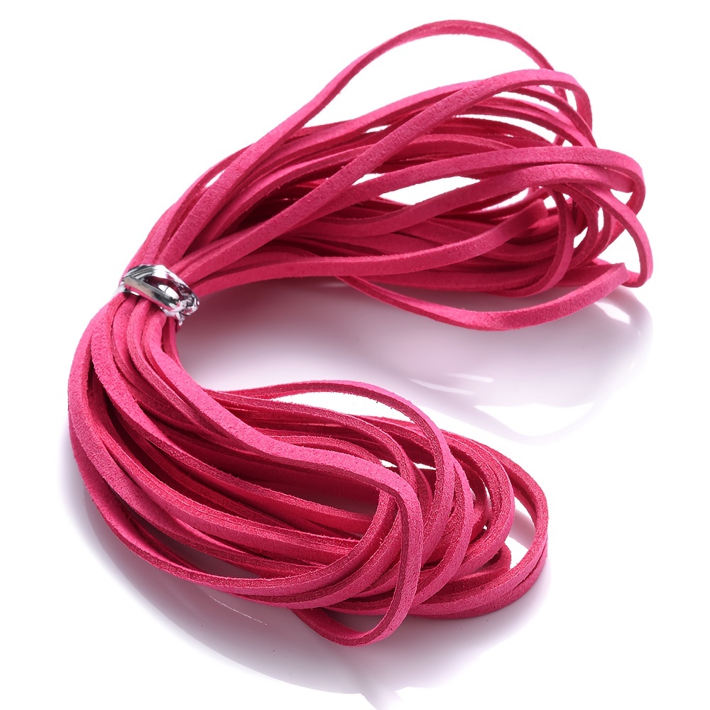 Uxcell 3mm 50 Yard Suede Cord with Roll Spool Flat Craft Faux Leather Lace,  Pink 