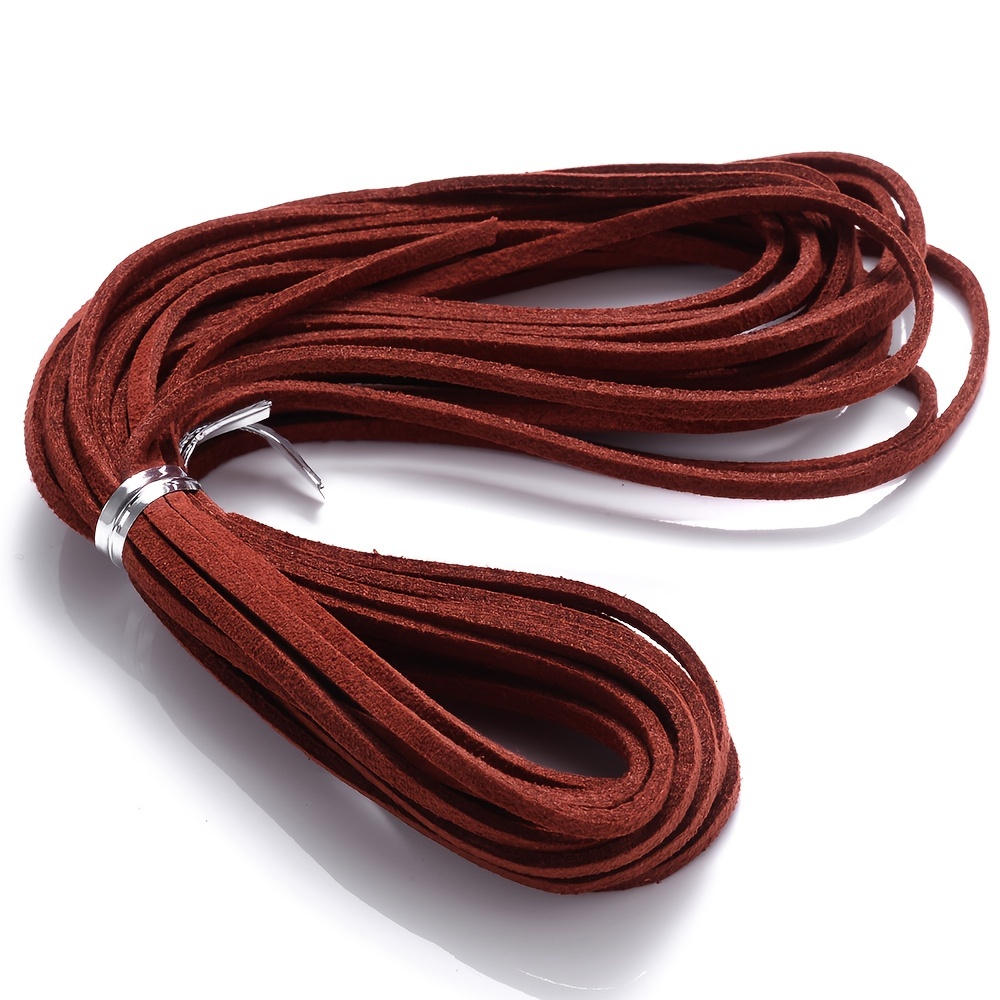 Unique Bargains 5.47 Yard 5mm Flat Leather Cord Suede String for DIY Crafts, 5pcs - Brown