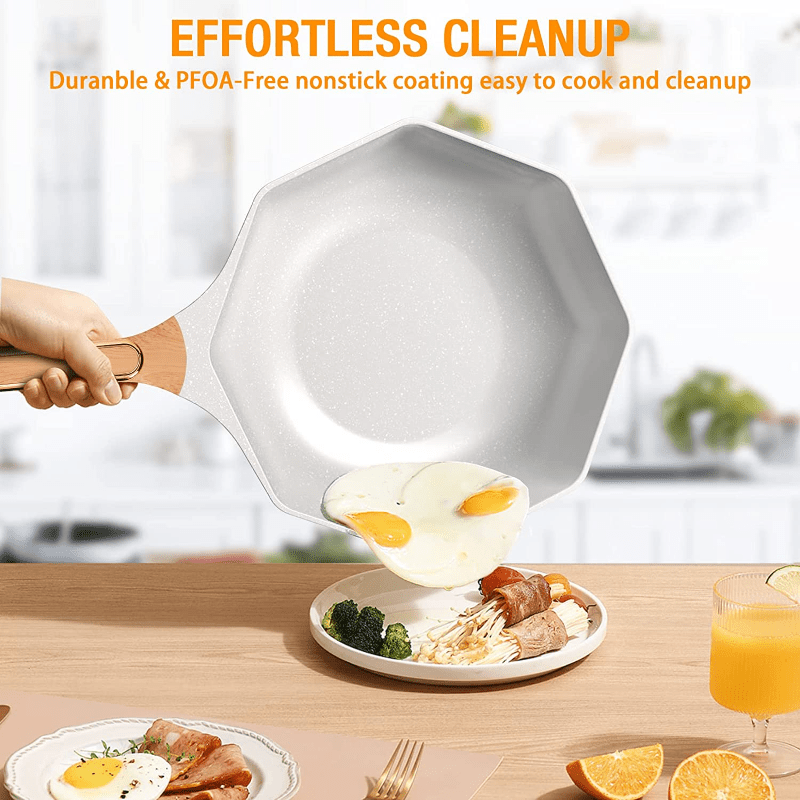 Medical Stone Breakfast Pan,Nonstick 3 Section Frying Pan And