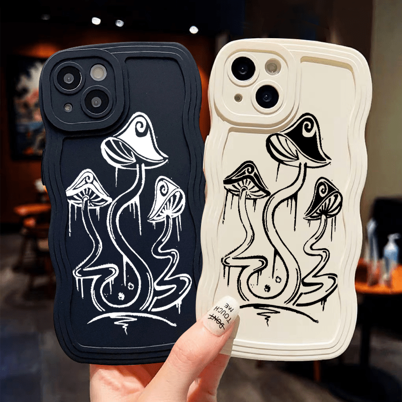 

2pcs Mushroom Graphic Luxury Phone Case For Iphone 11 14 13 12 Pro Max Xr Xs 7 8 Plus Shockproof Cases Fall Bumper Back Soft Matte Lens Protection Cover Pattern Cases