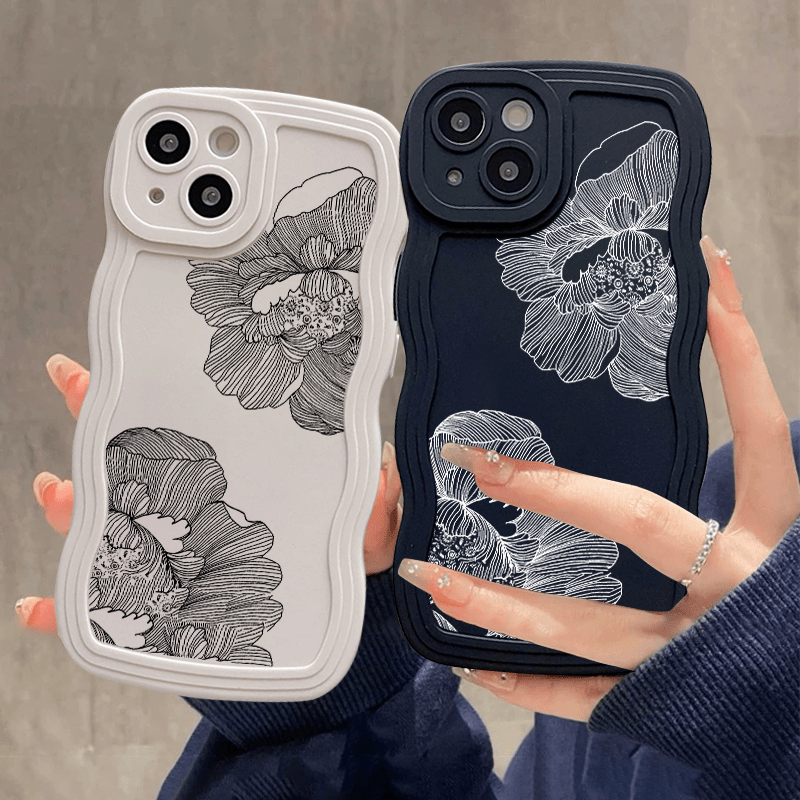 Funda Teléfono Gráfico Flores Hechas Silicona Iphone 14 Pro - Temu