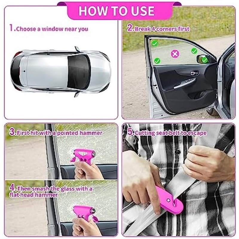 4 in 1 Car Safety Hammer Window Breaker Seat Belt Cutter