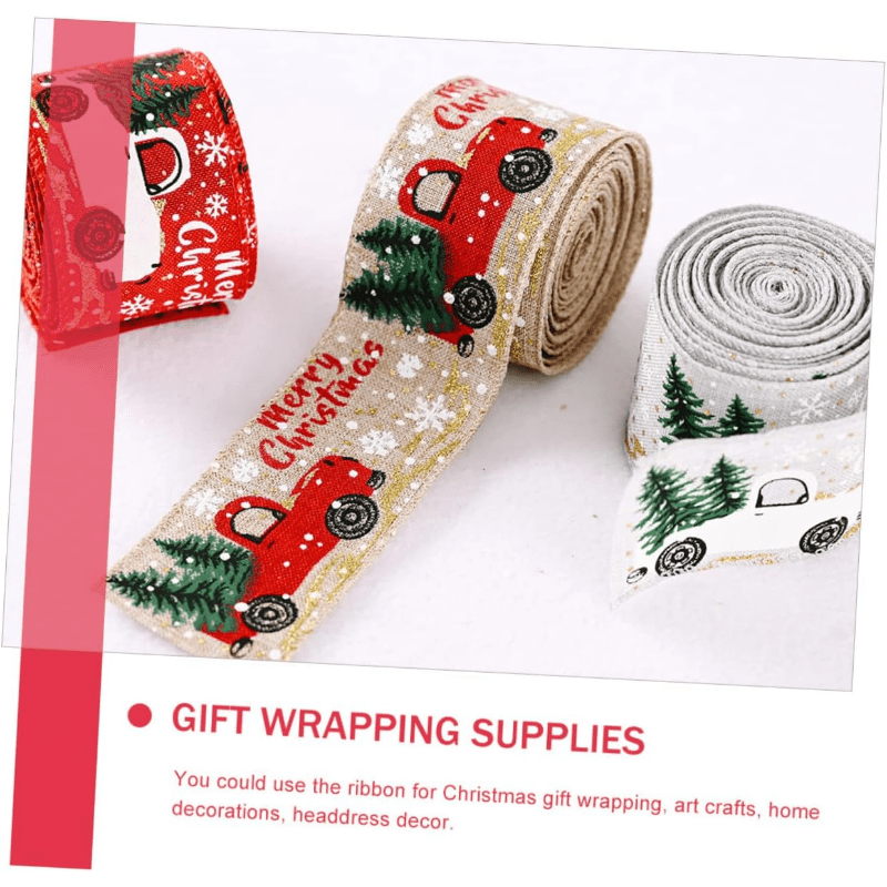 Car Print Ribbon Christmas Decor Ribbon For Bows Christmas - Temu