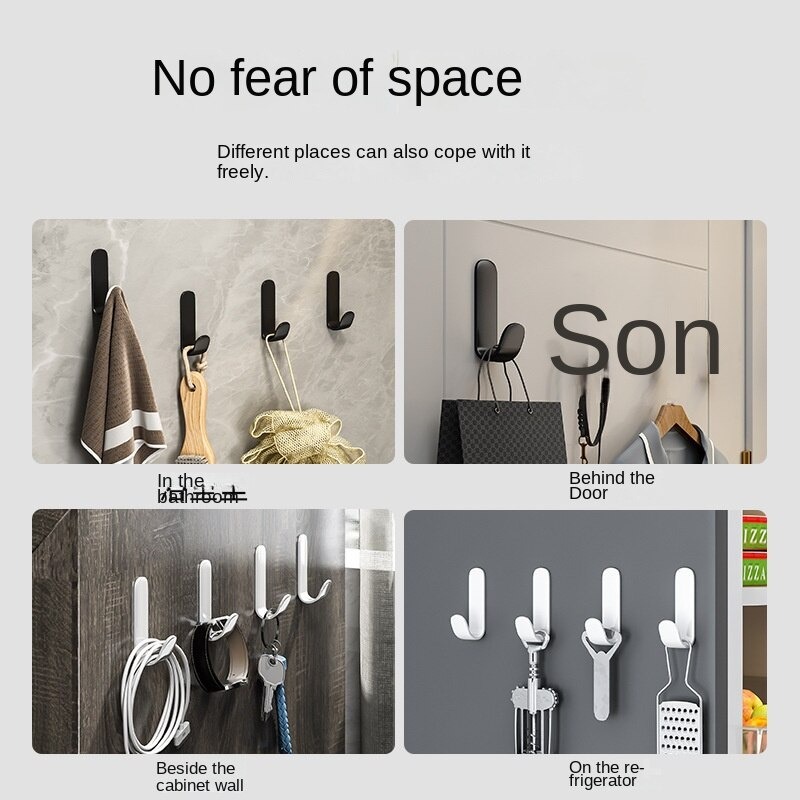 5pcs Stainless Steel Adhesive Hooks Kitchen Single Hanger Hook
