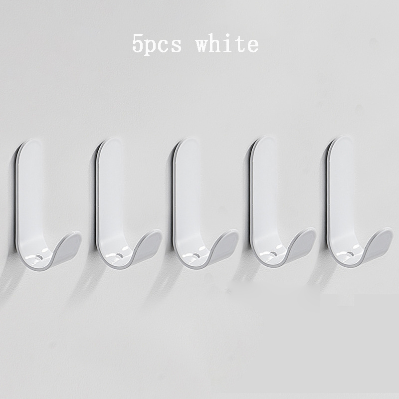 5pcs Stainless Steel Adhesive Hooks Kitchen Single Hanger Hook