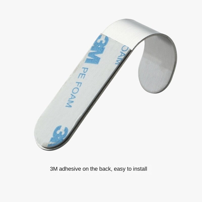 5pcs Stainless Steel Adhesive Hooks Kitchen Single Hanger Hook