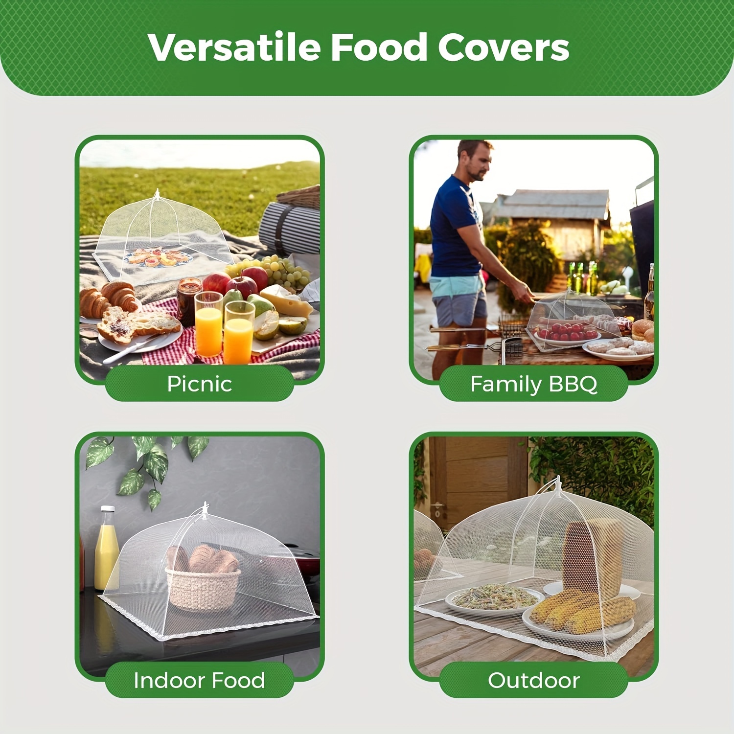 Mesh Food Covers for Outdoors,Extra Large Pop Up Mesh Food Tent Umbrella  Food Covers for Outside Picnic Party BBQ Supplies Keep Out Flies Bugs