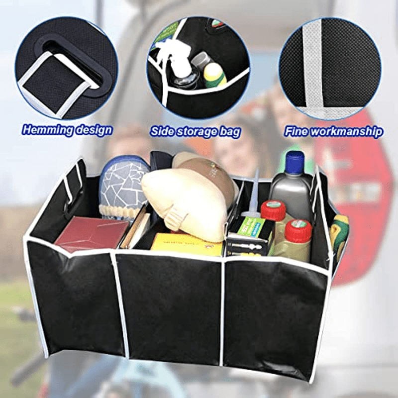 Kaufe Zusammenklappbare Stoff-Aufbewahrungsbox mit 3 Fächern, tragbarer  Kofferraum-Organizer, Kühltasche, Frachtbehälter