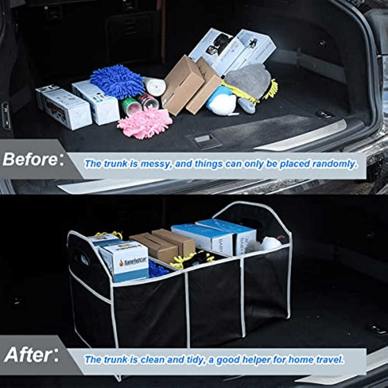 1pc Compartment Storage Box Foldable Car Trunk Organizer Portable Storage  Bag With Handle For Car Trunk Household Large Capacity Organizer Patio,  Lawn  Garden Temu