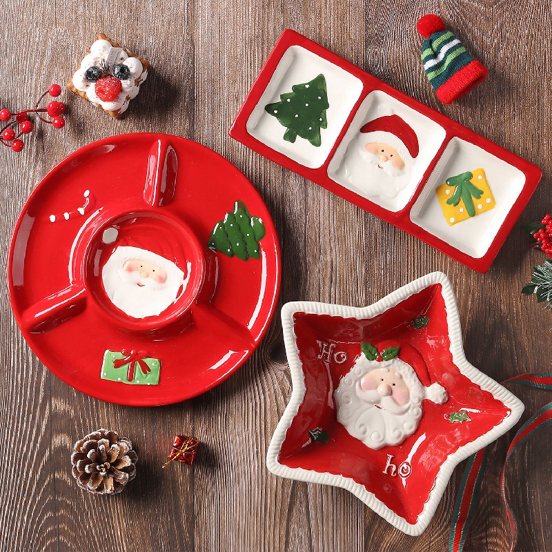 1 Pc, Vaisselle De Noël En Céramique, Cadeau De Vacances, Assiettes De  Dessert Et De Salade