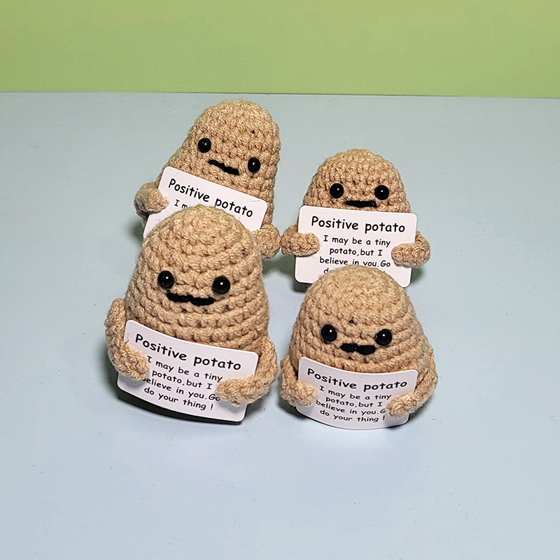 Crochet Positive Potato Handmade Emotion Potato Dolls Toy Cheer up Gifts  Positive Poo Crochet Toys Mini Funny Positive Potato Cute Wool  Inspirational Potato Doll for Home applied