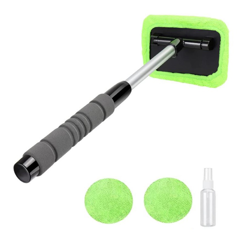Tcwhniev Car Windshield Cleaner,Car Window Cleaner with Extendable Handle  Windshield Cleaning Tool with 5 Reusable and Washable Pads Telescopic Auto  Glass Cleaning Tool for SUV RV Truck,Green 