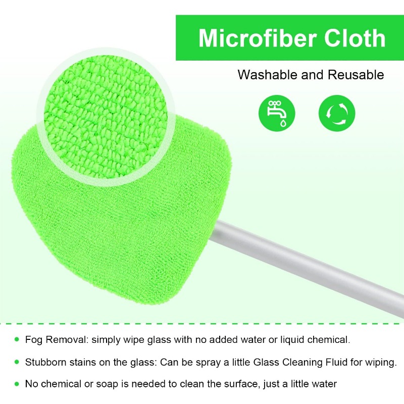 Window Cleaning Kits Car Windshield Cleaner Tool Set Detachable Handle  Pivoting Washable Microfiber Cloths Pads,with Cleaning Brush and Spray