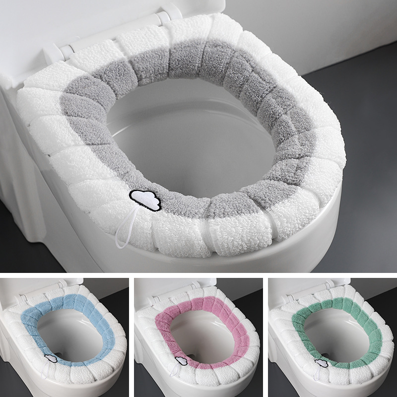 Upgraded Thickened Toilet Seat Cushion Silicone Handle Toilet Seat Cover  Winter Warm Universal Washer Toilet Cover