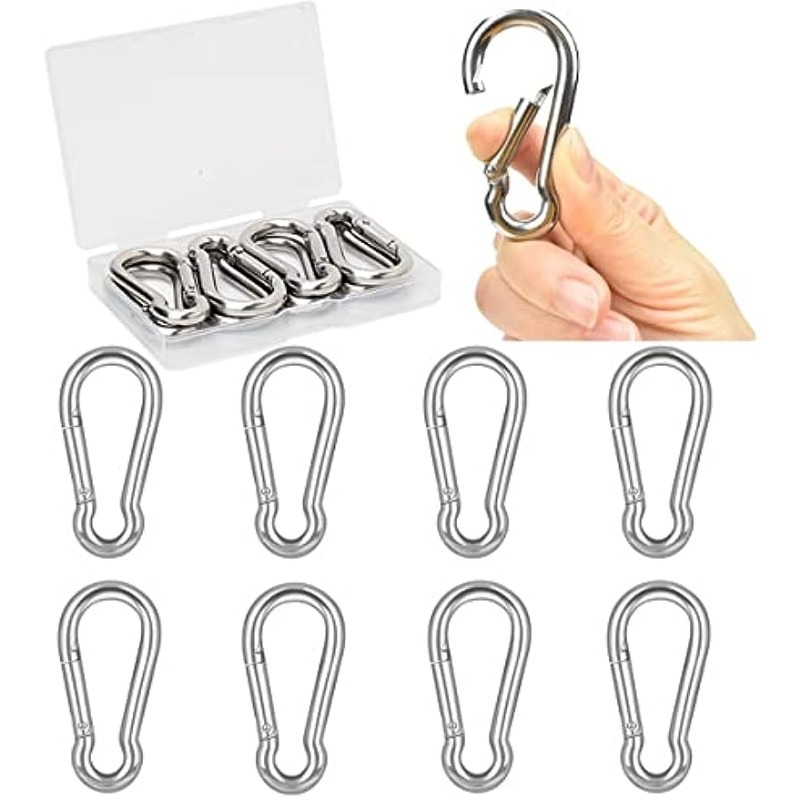 Spring Snap Hooks, 304 Stainless Steel Metal Clip Heavy Duty Rope Connector  Small Snap Clamp Key Chain Link Buckle For Hammock Swing Set Outdoor Trave