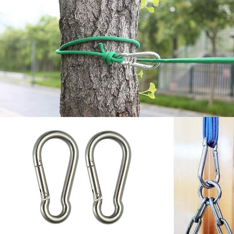  6PCS Spring Snap Hooks Carabiner- 304 Premium Stainless Steel  Heavy Duty Carabiner Clips Assorted Sizes (2, 2.36, 3.15 inch) for Camping,  Fishing, Hiking, Traveling, Backpack, Keychain; Silver : Sports & Outdoors