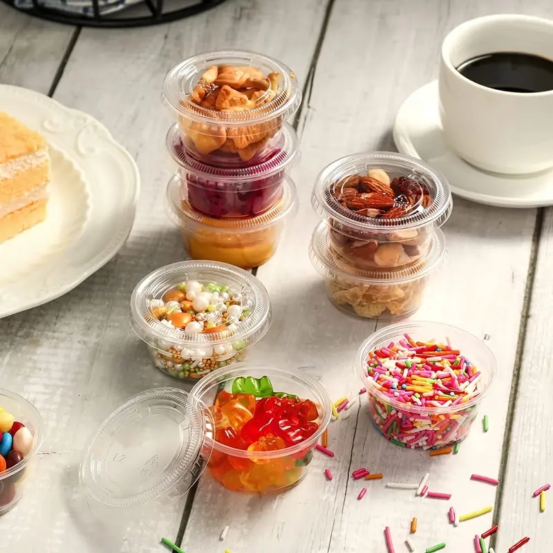 Comfy Package [100 Sets - 2 oz.] Plastic Portion Cups With Lids, Souffle  Cups, Jello Shot Cups