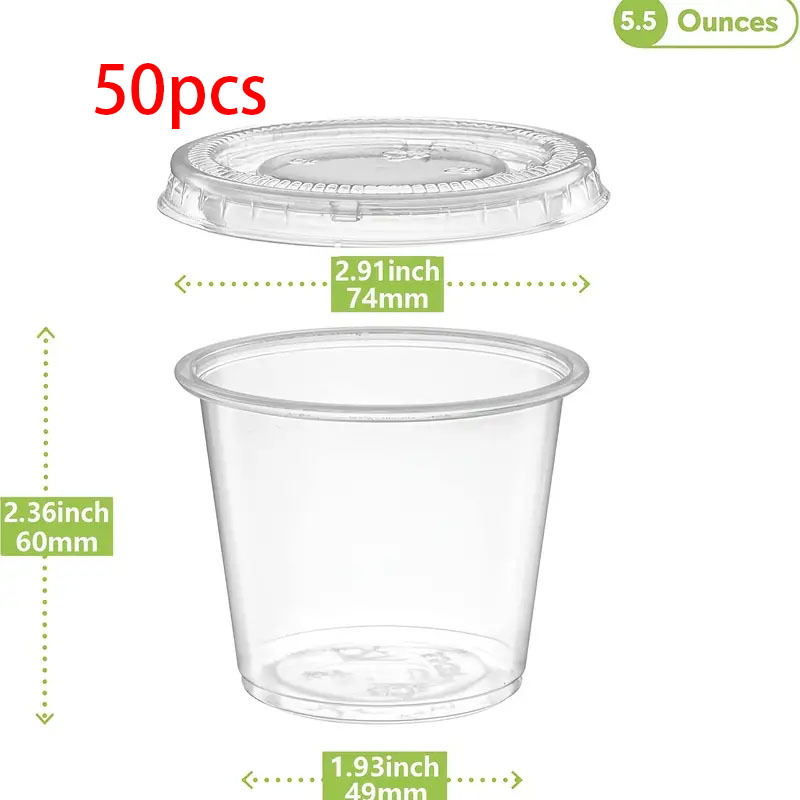 50/100 個 オンス/2 オンス/5.5 オンスの透明な使い捨てプラスチックポーションカップセット、蓋付き、小さなミニスフレカップ 、調味料およびディップソースカップ ホーム・キッチン Temu Japan