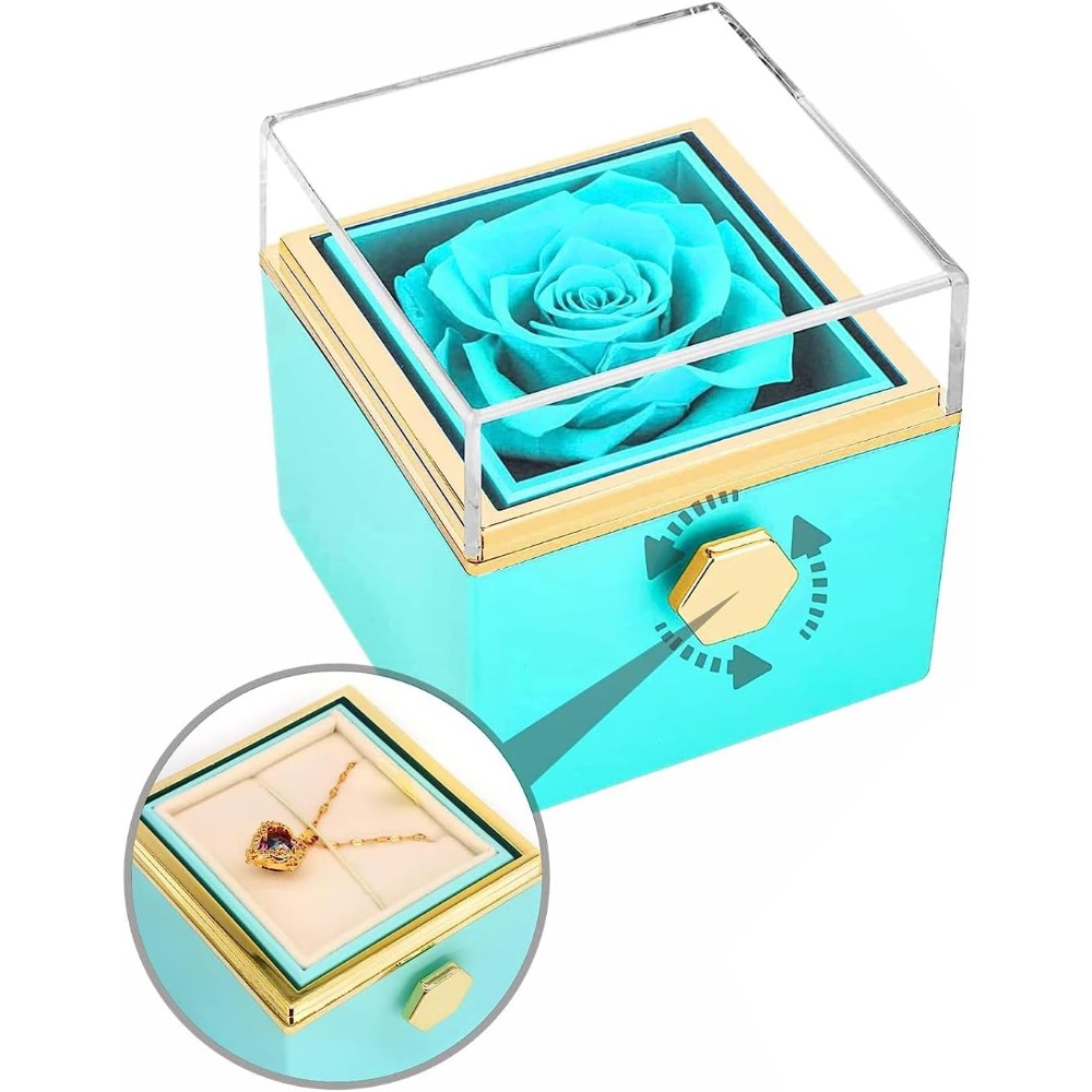 2023 New Valentine Eternal Rose Jewelry Ring Box Rotate Wedding