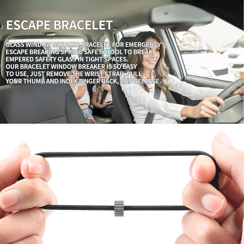 Bracelet Car Window Breaker Wrist Strap Escape Tool Tungsten Carbide Bead  and Removable Handcuff Key (AHK3) Car Emergency Self Rescue Tool Vehicle
