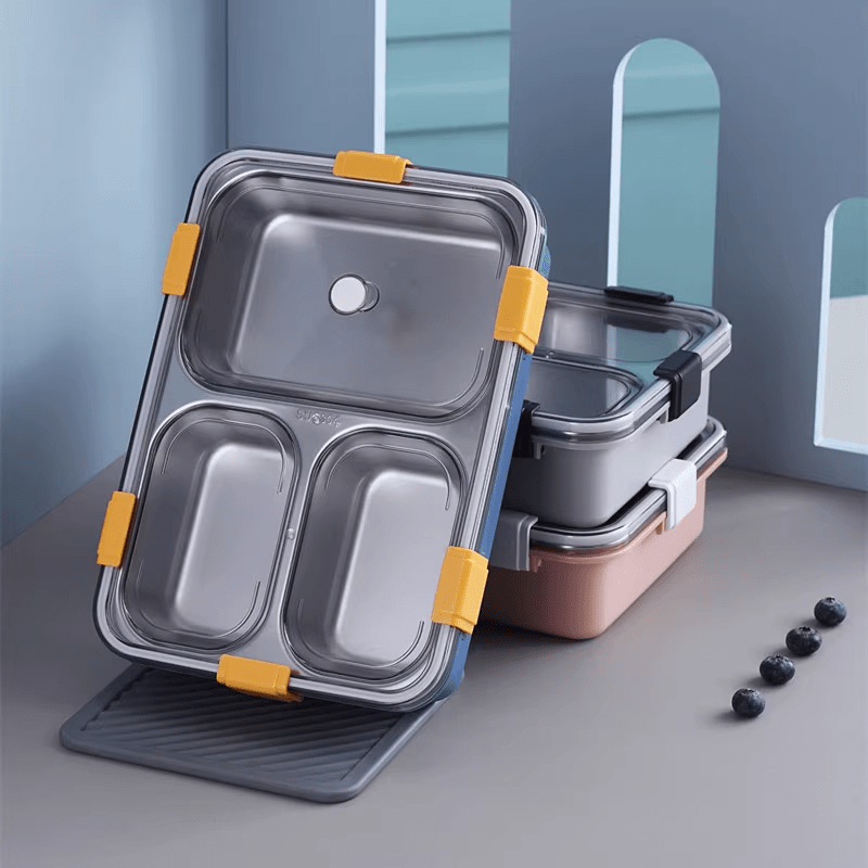 Stainless Steel Bento Box With 3 Compartments Meal Prep - Temu