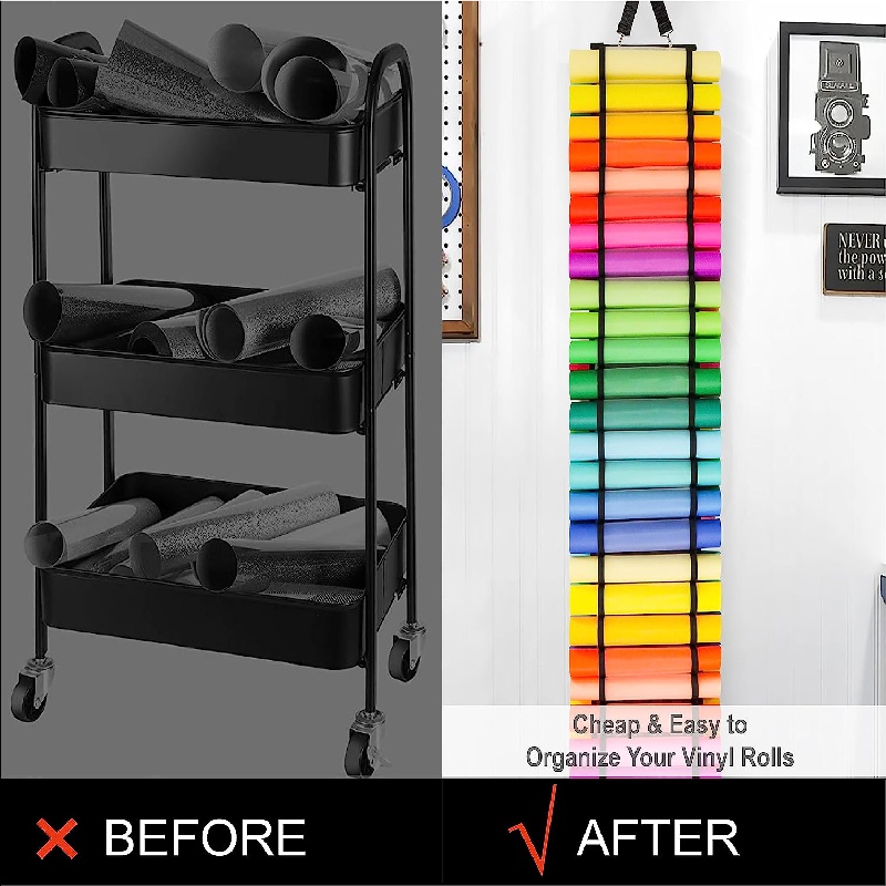 Vinyl Roll Holder With 24 Compartment-vinyl Roll Storage Organizer Rack  Wall Mount/hanging Over The Door, Craft Vinyl Storage Organizer Idea,craft  Rol