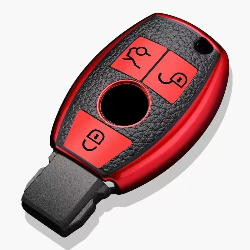Carbon Fiber Abs Car Key Remote Cover Fob Case For Mercedes - Temu