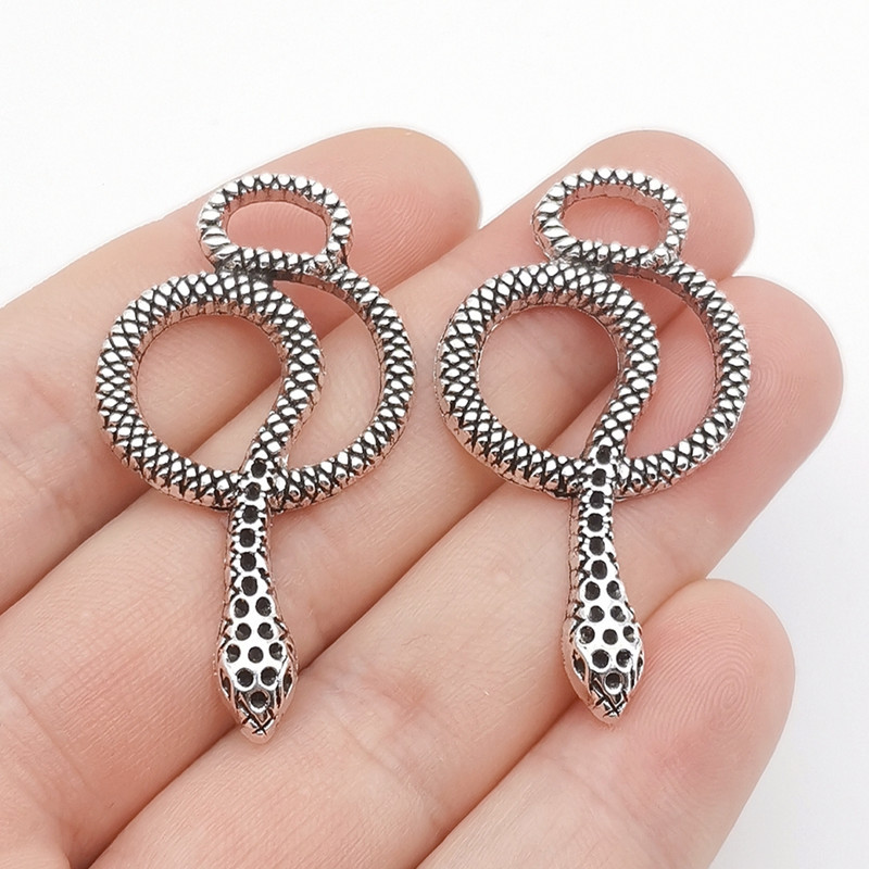 1Box 10pcs Snake Pattern Charms, 304 Stainless Steel Charms Pendants, 2mm Small Hole Pendants for Necklace Bracelet Jewelry, Jewels Making,Temu