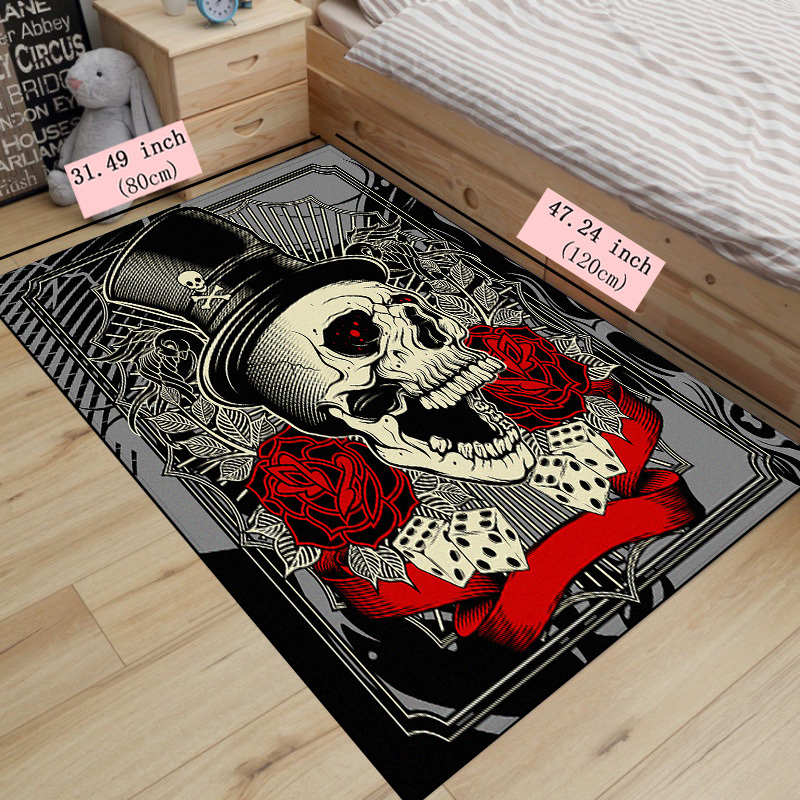 Goth Car Floor Mats, 1pc Skull Roses aesthetic Car Accessories for women