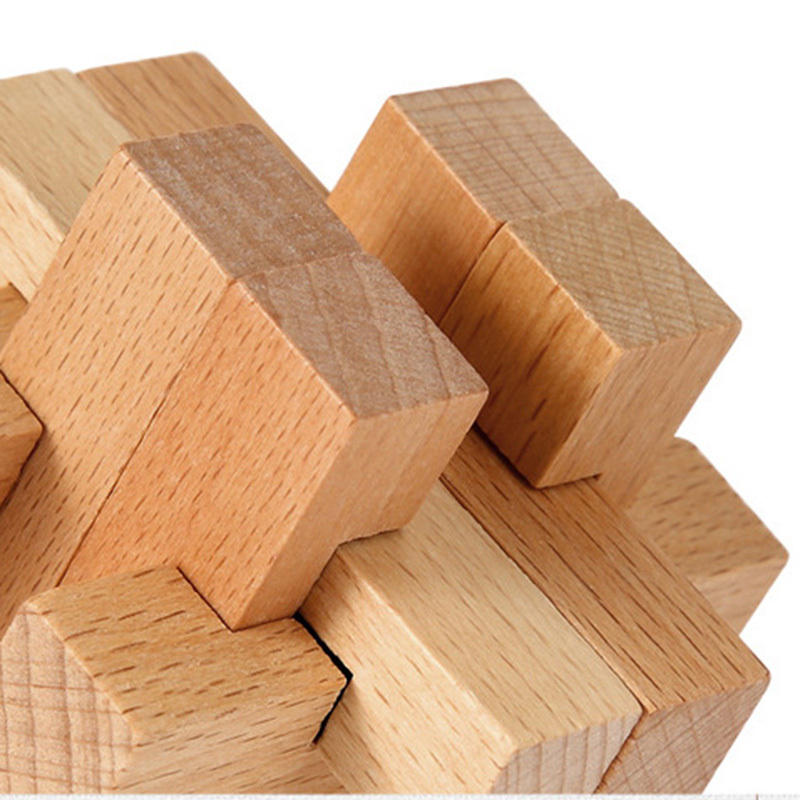 IQ Brain Teaser Cube Jigsaw Ming Lock Wooden Puzzle Educational