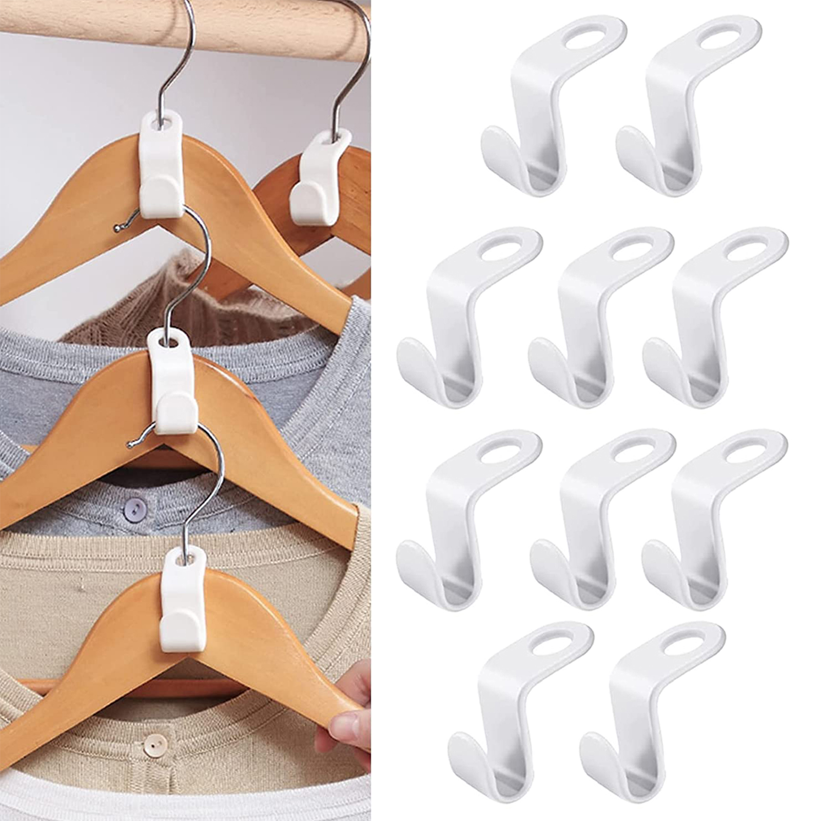 10/5Pcs Clothes Hanger Hooks Space Saving Closet Connector Hook