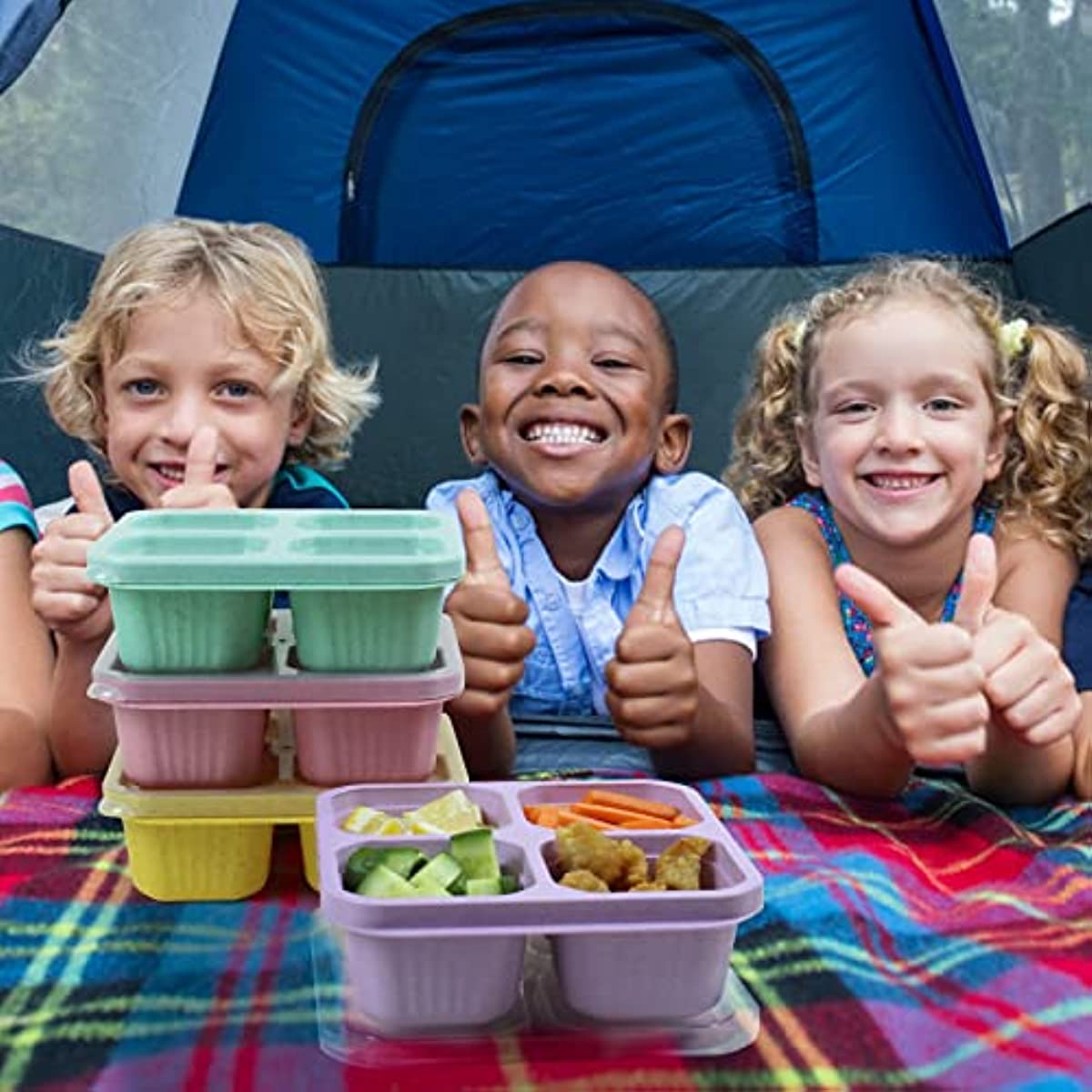 4 Packs Snack Containers With 4 Compartment Lunch Box - Temu