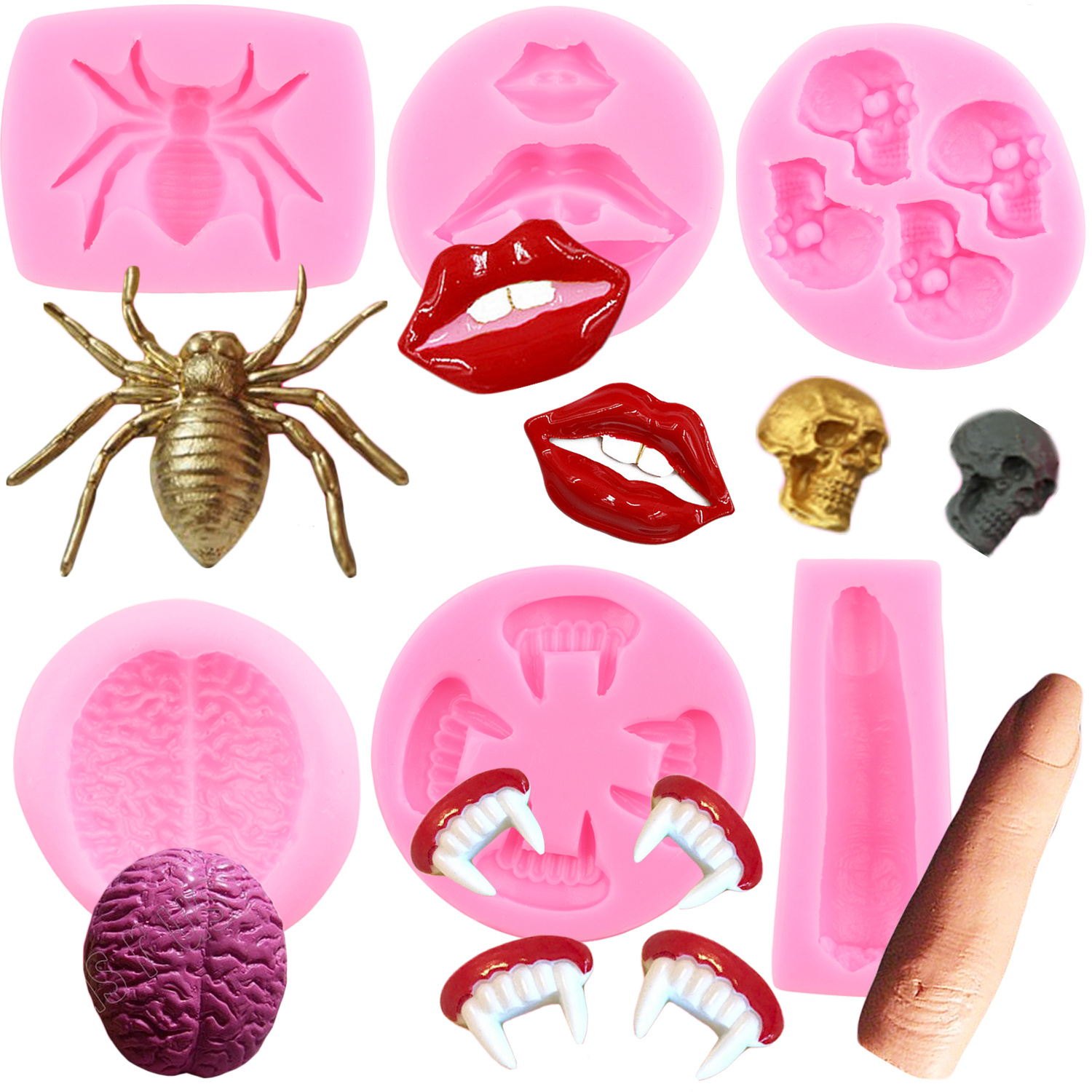 Vampire Teeth Severe Finger Spider Shaped Silicone Mold Candy Freezer  Halloween