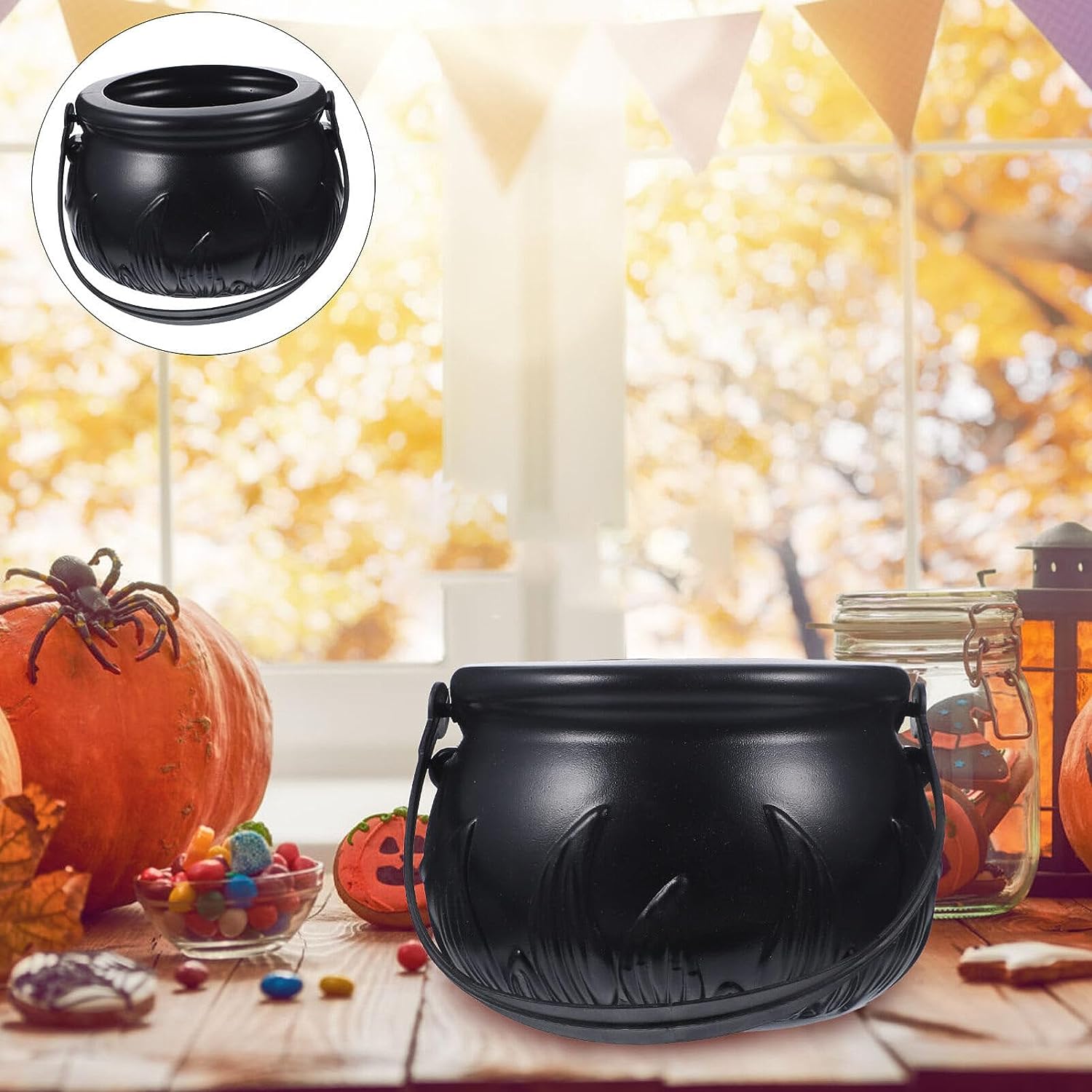 Witches Cauldron Serving Bowls On Rack, Halloween Decor, Halloween Party  Decorations, Black Plastic Candy Bucket Cauldron For Indoor Outdoor Home  Kitchen Decoration, Weird Stuff, Scene Decor, Cute Aesthetic Stuff, Cool  Gadgets, Unusual