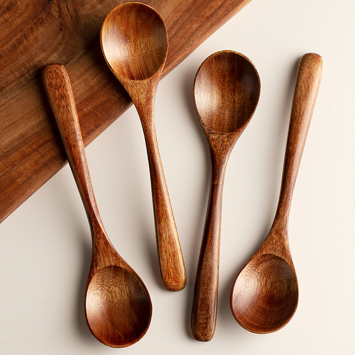 1 5pcs Soup Spoon Wooden Coffee Spoon Simple Milk Spoon - Temu