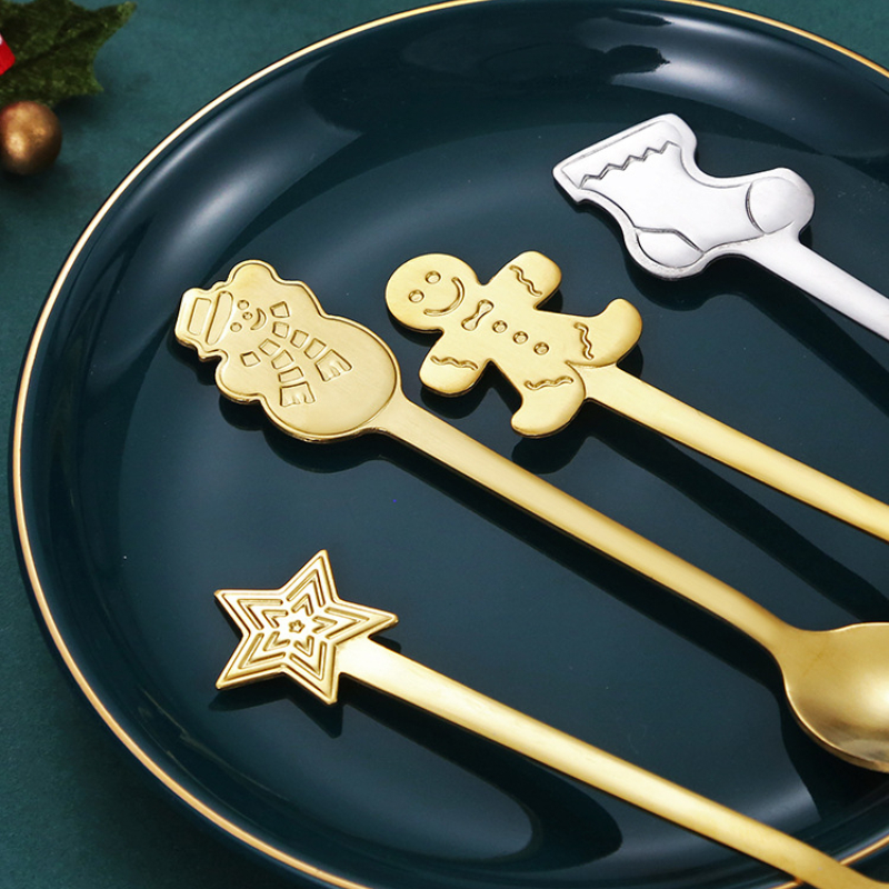 Christmas Spoon Gift Set Stainless Steel Pendant Coffee Spoon Gold Small  Spoon Gift for Christmas in 2023