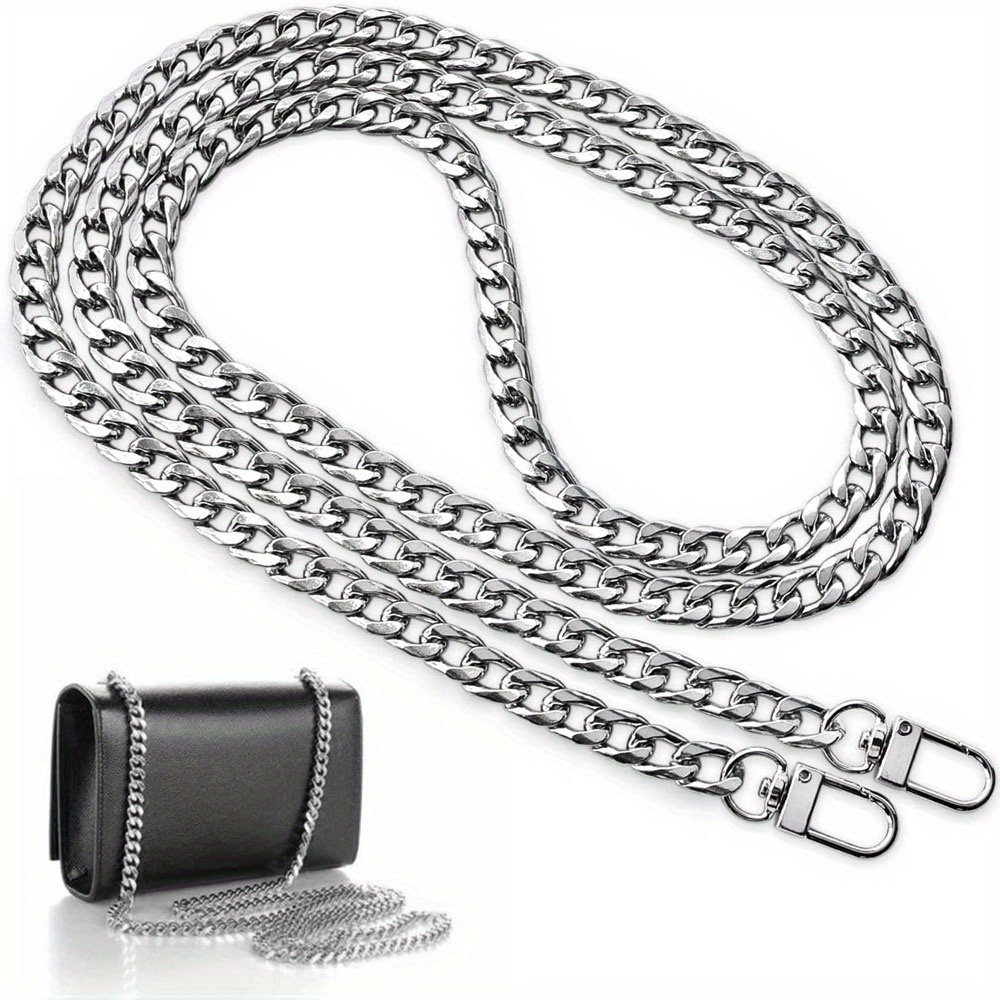 uxcell Correa de cadena plana de hierro, cadenas de bolso de 16 pulgadas,  accesorios de cadena para bolso de hombro, bolso de mano, bricolaje, gris