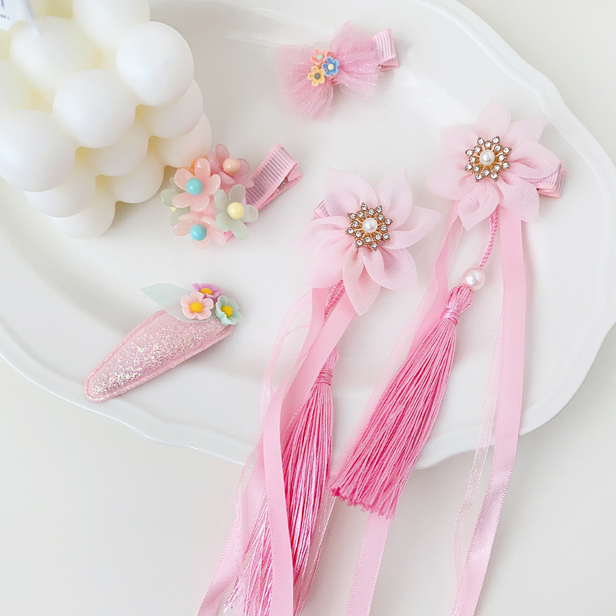 Cute Ribbon Bows Tassel Ornament Hair Clips Girls Colorful - Temu