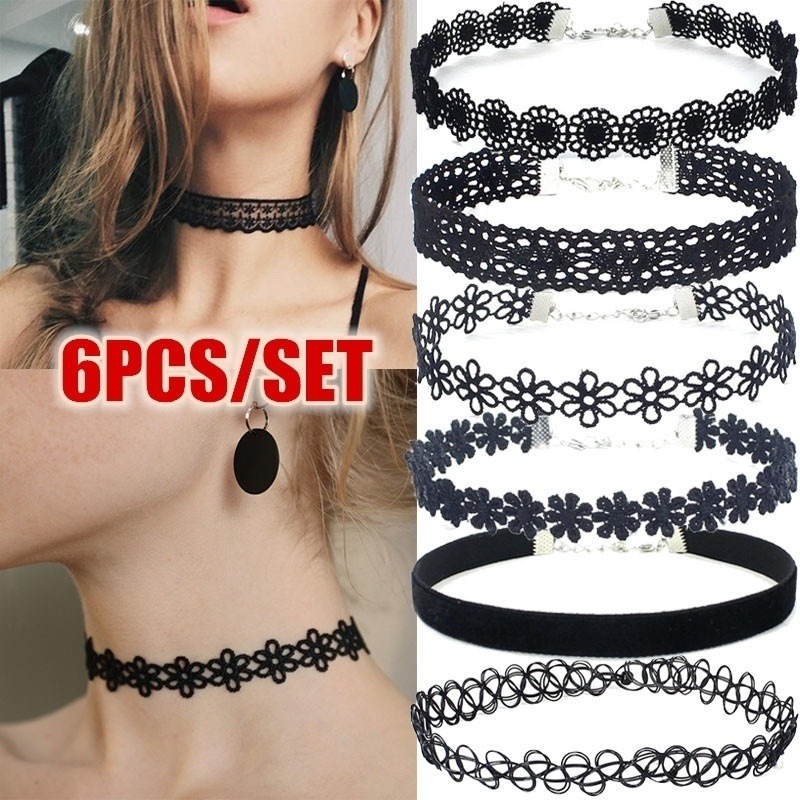 Gothic Style Black Lace Choker Collar Lace Tattoo Choker - Temu