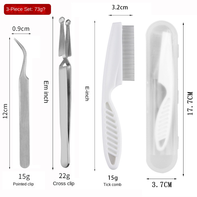 3pcs Pet Tick Removal Tools Stainless Steel Dog Flea Tweezers