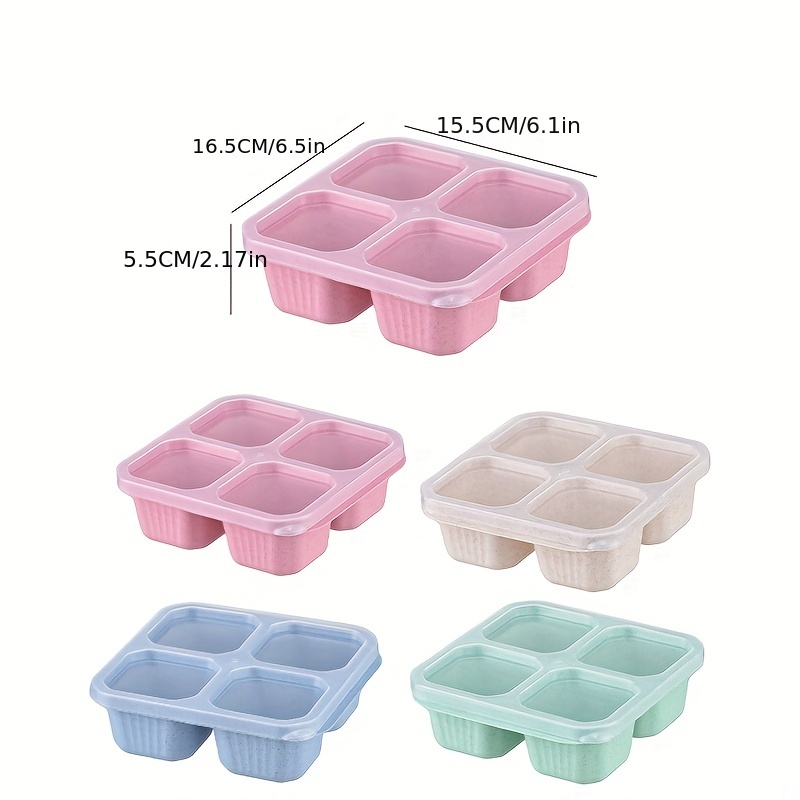 4 Pack Snack Containers with Clear Lids 4 Compartment Bento Lunch