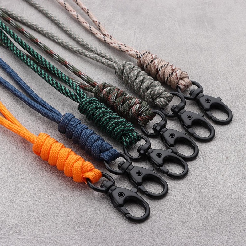 1pc high strength nylon lanyard with rotatable buckle id card badge rope outdoor camping hiking accessories