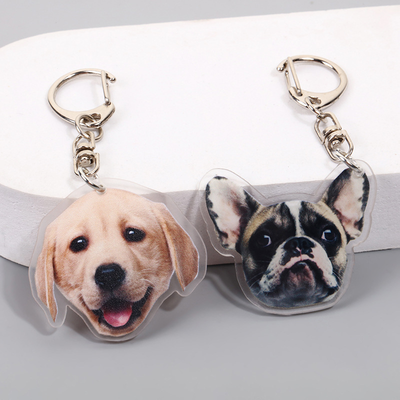 Acrylic French Bulldog Pug Dog Key Chains Ring Keychains Keyring Jewelry  For Women Girls Bag Car Pendant Gifts