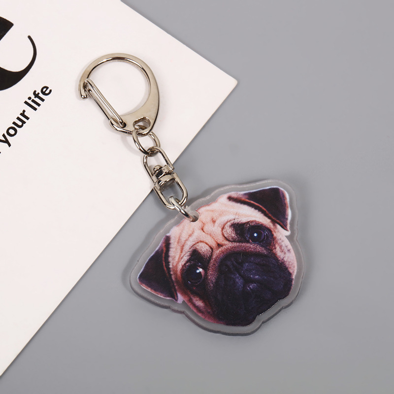 Acrylic French Bulldog Pug Dog Key Chains Ring Keychains Keyring Jewelry  For Women Girls Bag Car Pendant Gifts